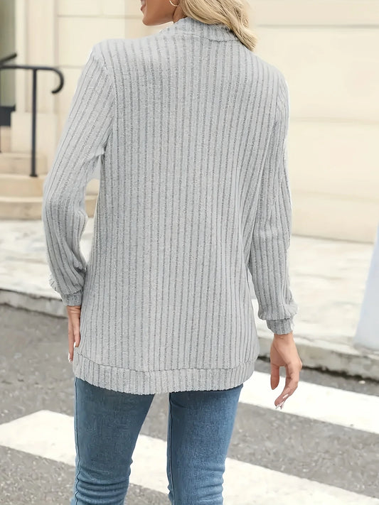 Ribbed Open-Front Sweater